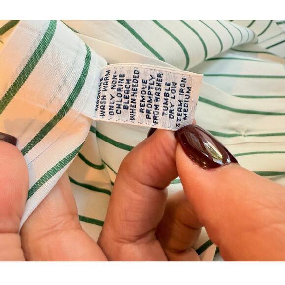 Polo Ralph Lauren Andrew Green White Striped Button Down Shirt Size 17.5/34-35 - Picture 3 of 7